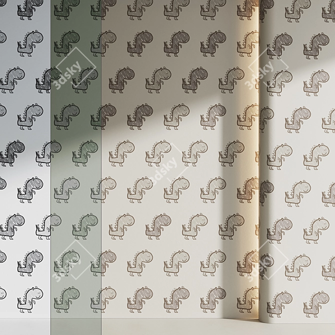 Dinosaur Pattern Wallpaper 4K 3D model image 1