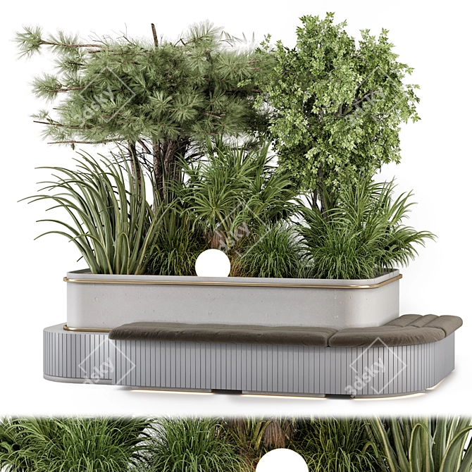 Lush Backyard Bush and Trees 3D model image 1