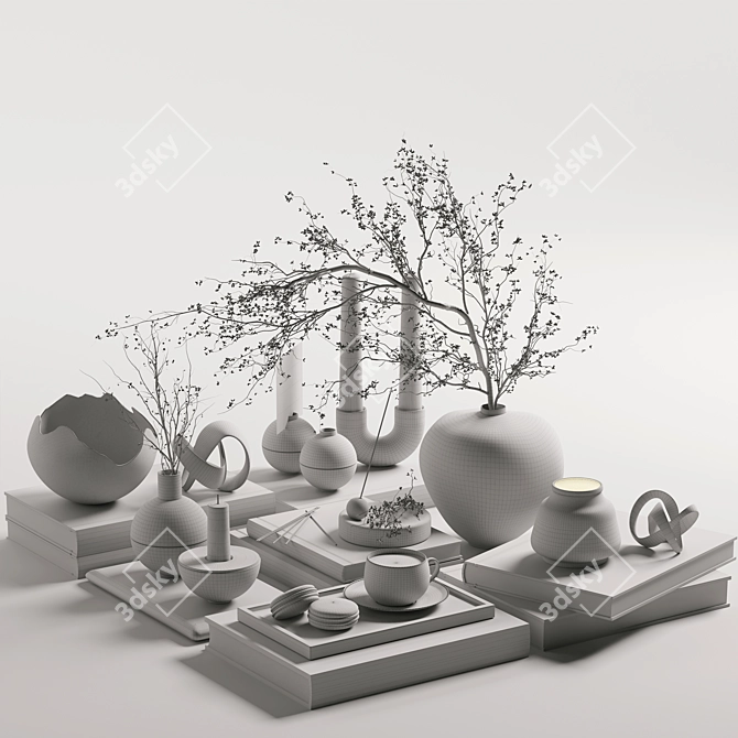 Modern Decorative Elements Set 3D model image 7