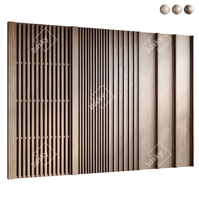 Large Wood Wall Panel, Obj 3D model image 2