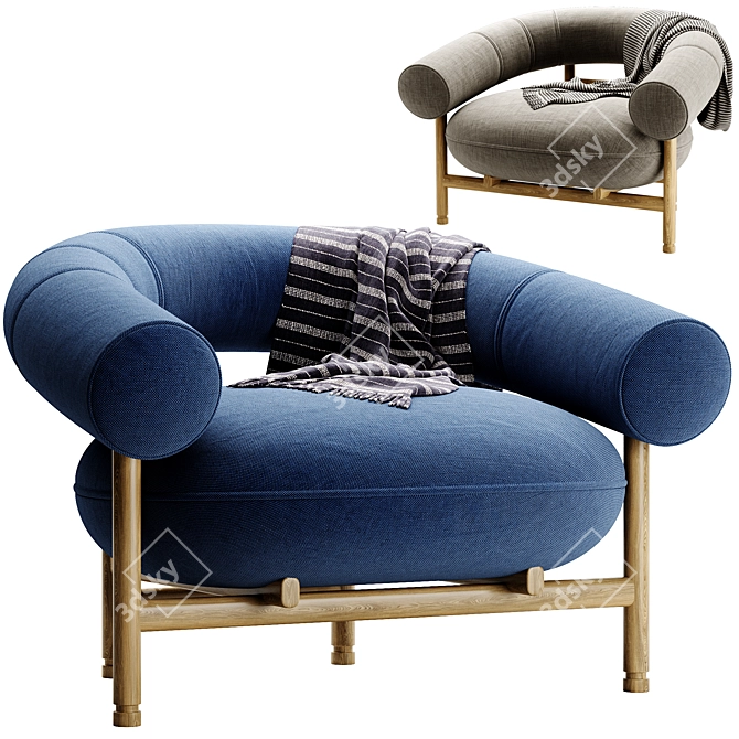 Modern Loop Armchair with Upholstered Fabric 3D model image 5