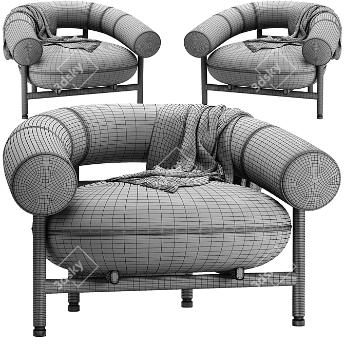 Modern Loop Armchair with Upholstered Fabric 3D model image 7