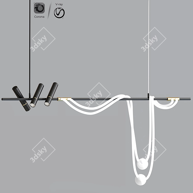 Sleek Nordic Art Chandelier 3D model image 1