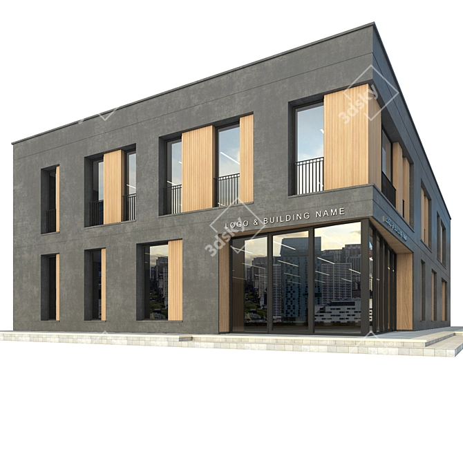 Detailed Modern Commercial Building Model 3D model image 2