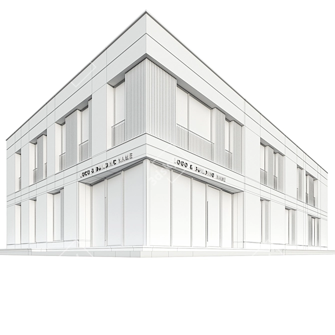 Detailed Modern Commercial Building Model 3D model image 4