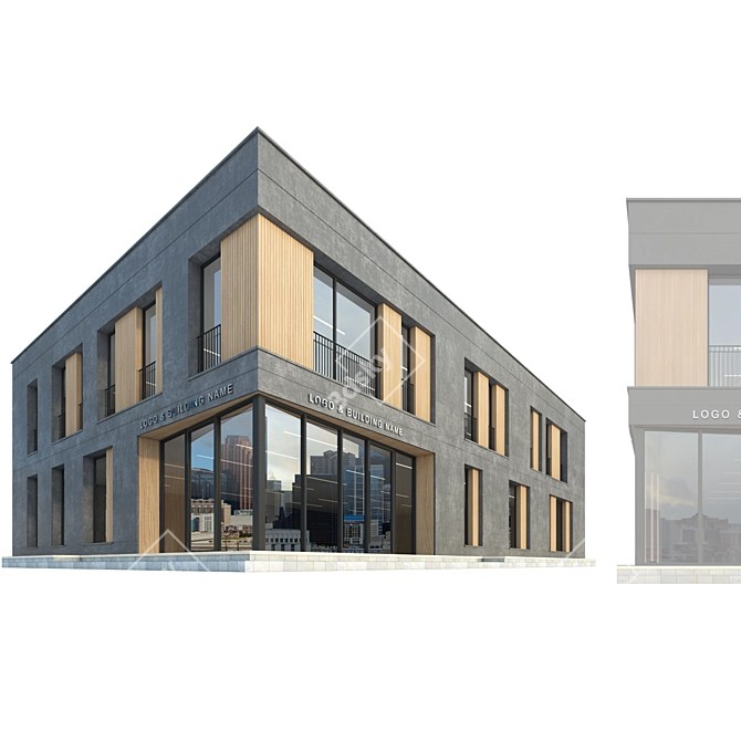 Detailed Modern Commercial Building Model 3D model image 5