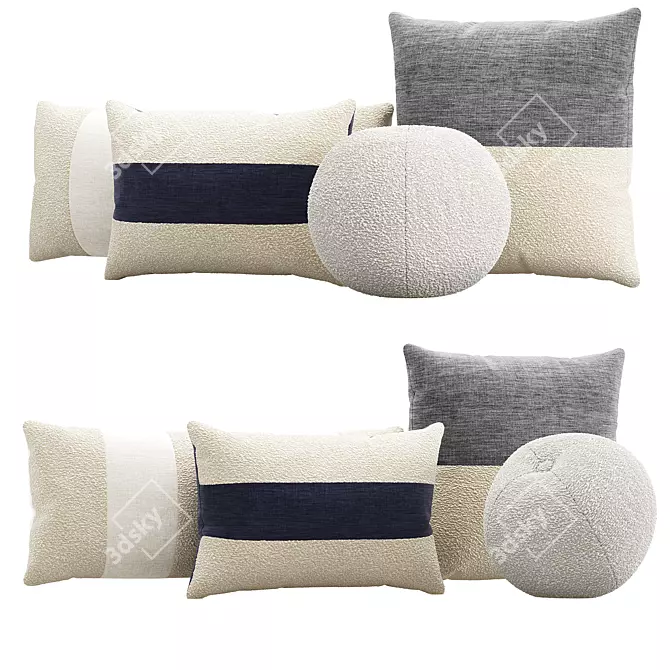 Biella Wool Cotton Blend Pillow Set 3D model image 1