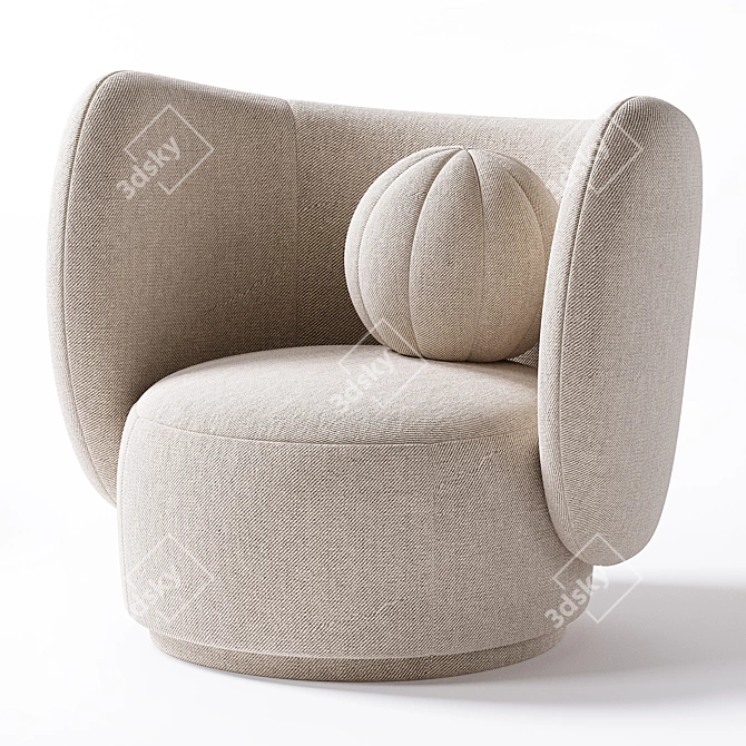 Stylish Rico Swivel Lounge Chair 3D model image 6