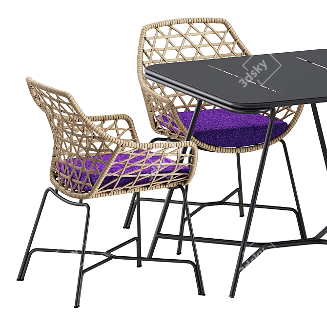 Modern Dining Set: Totem Table and Cut Chairs 3D model image 2