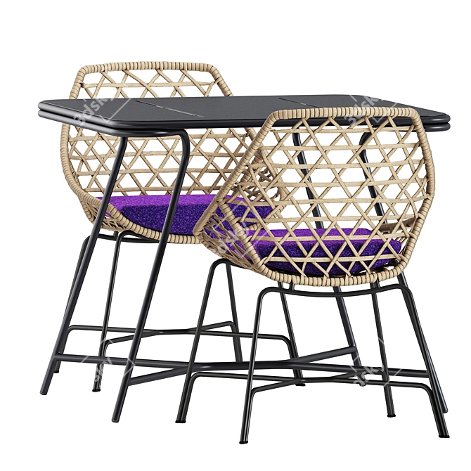 Modern Dining Set: Totem Table and Cut Chairs 3D model image 3