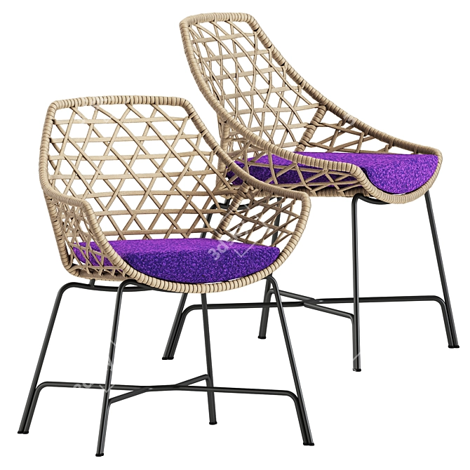 Modern Dining Set: Totem Table and Cut Chairs 3D model image 4