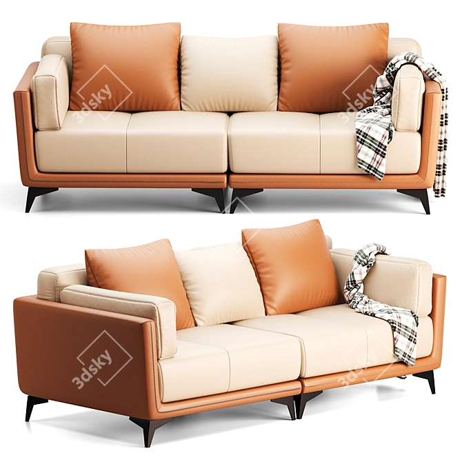 Luxury All-Leather Sofa Model 3D model image 1