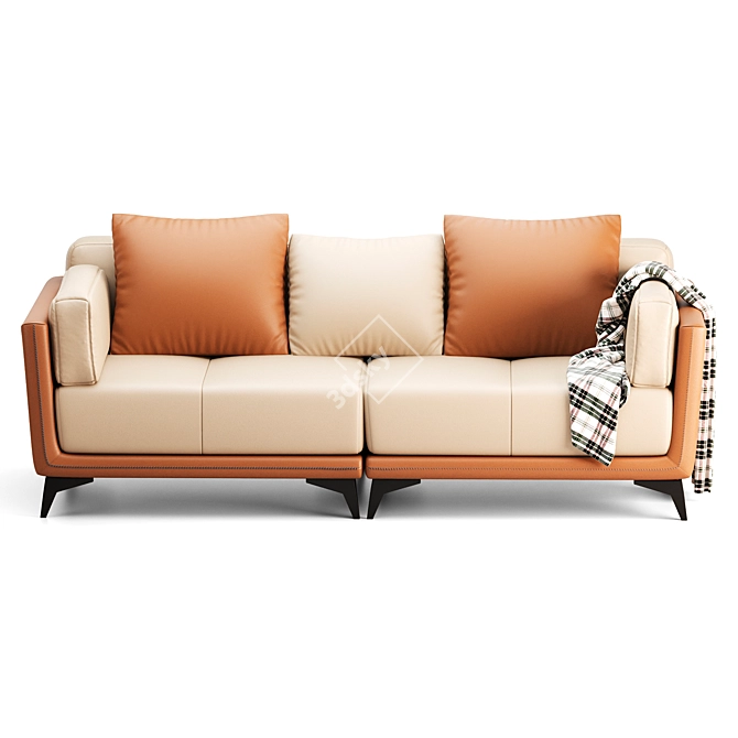 Luxury All-Leather Sofa Model 3D model image 2