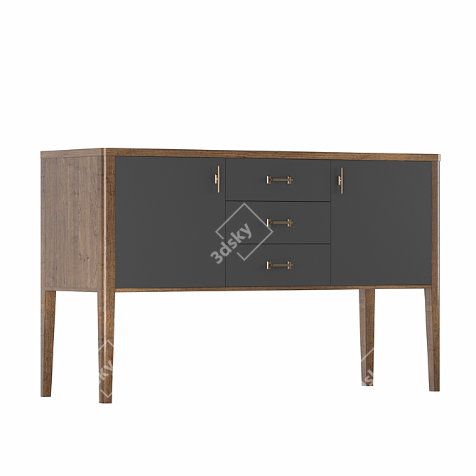 Parisian Chic Console with Three Drawers 3D model image 1