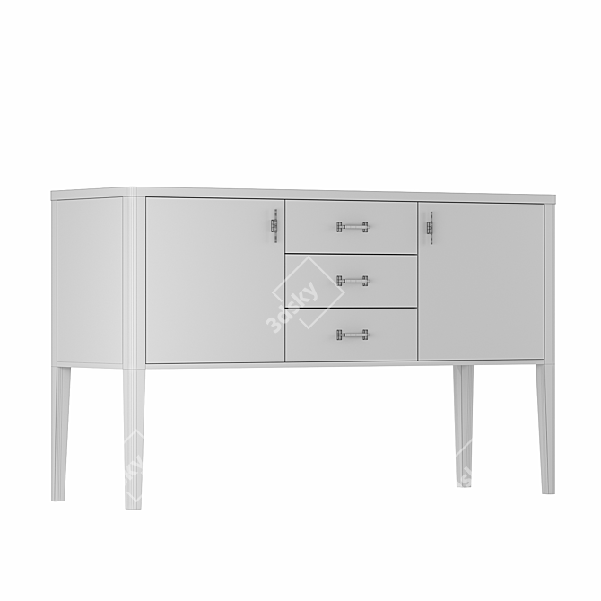 Parisian Chic Console with Three Drawers 3D model image 4