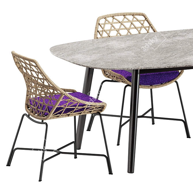Sleek Dining Set and Table 3D model image 2
