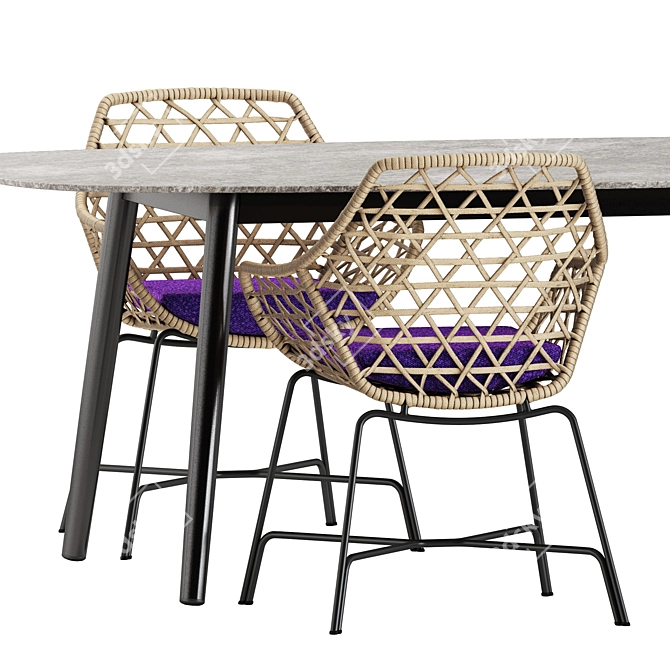 Sleek Dining Set and Table 3D model image 3