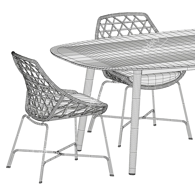 Sleek Dining Set and Table 3D model image 5