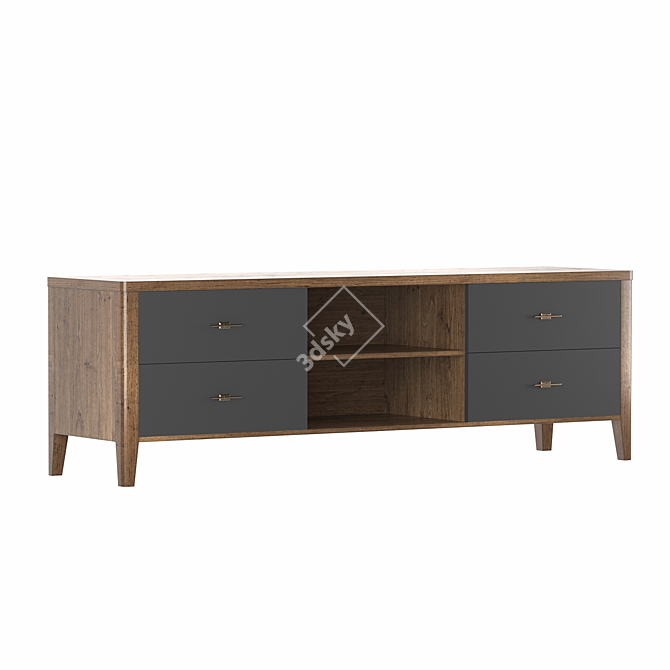 Parisian Chic TV Stand with Four Drawers 3D model image 1