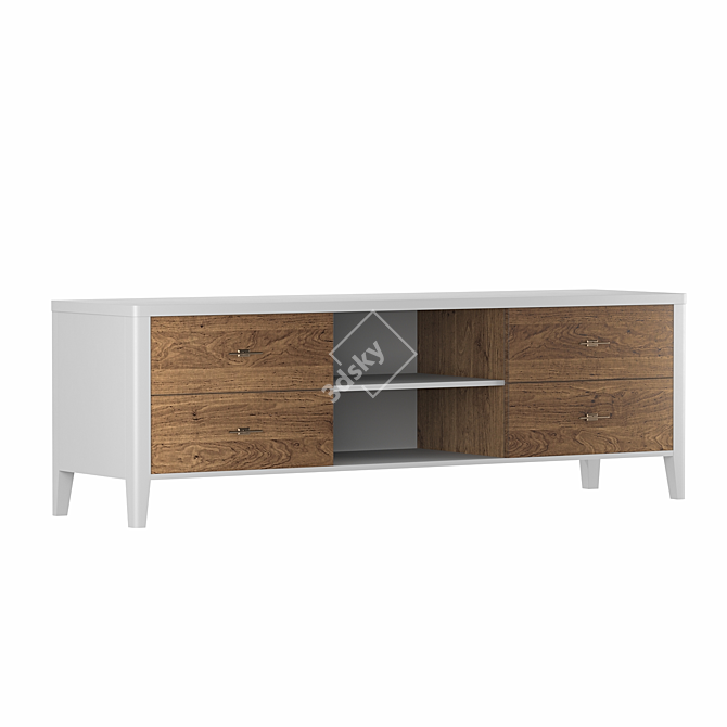 Parisian Chic TV Stand with Four Drawers 3D model image 2