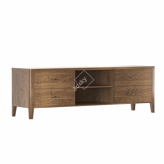 Parisian Chic TV Stand with Four Drawers 3D model image 3