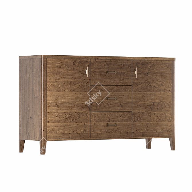 Parisian Chic Wooden Chest 3D model image 7