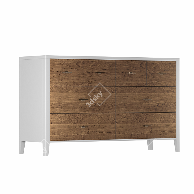 Parisian Chic Eight-Drawer Oak Chest 3D model image 2