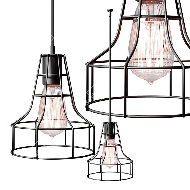 Industrial Loft Metal Chandelier 3D model image 1