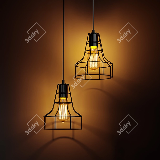 Industrial Loft Metal Chandelier 3D model image 3