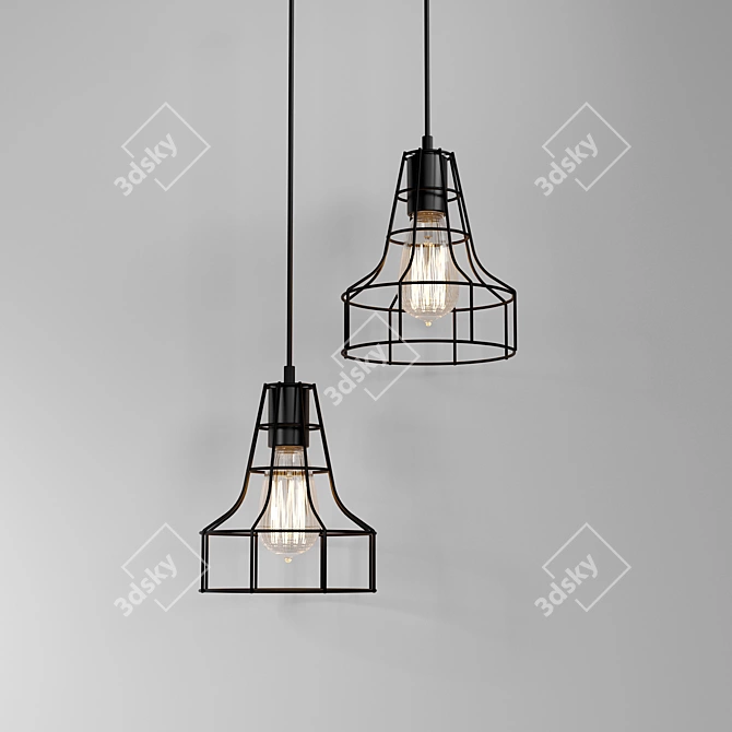 Industrial Loft Metal Chandelier 3D model image 4