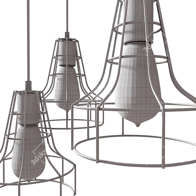 Industrial Loft Metal Chandelier 3D model image 8