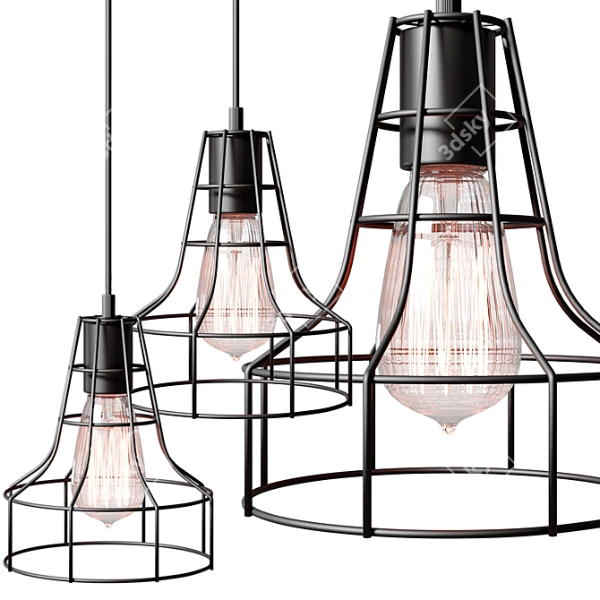 Industrial Loft Metal Chandelier 3D model image 9