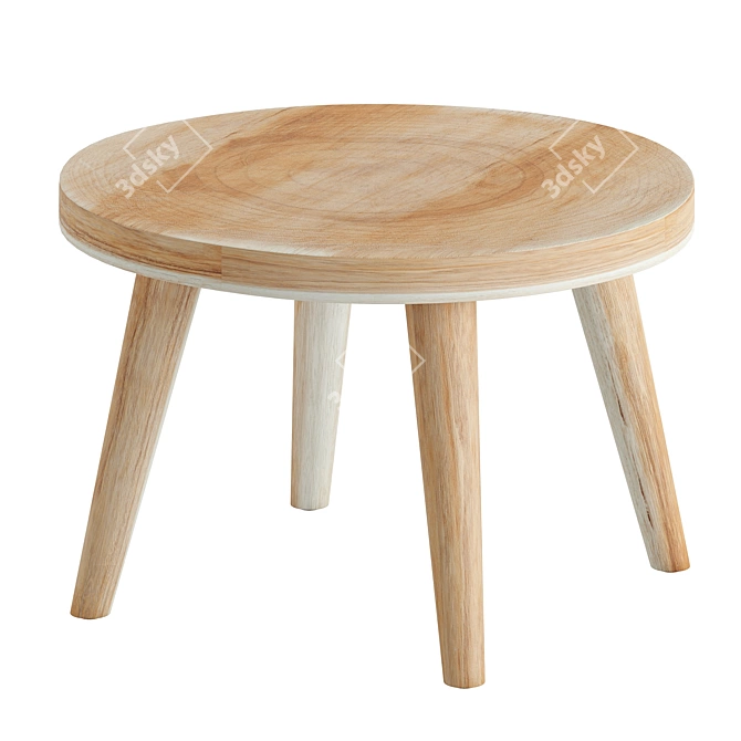 Rustic Scandinavian Wood Side Table 3D model image 4