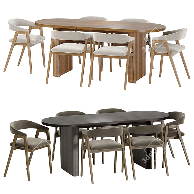 Elegant Trevor Chair and Homary Table 3D model image 1