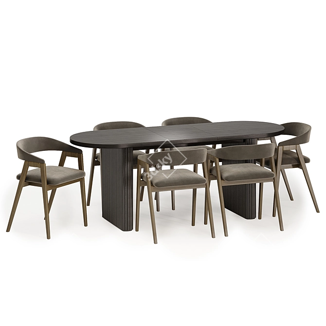 Elegant Trevor Chair and Homary Table 3D model image 2