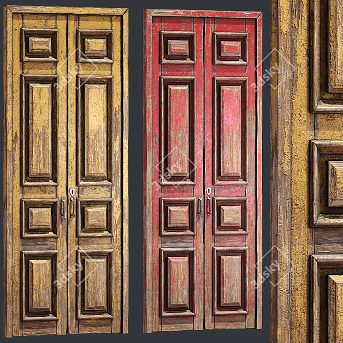 Vintage Old Door 3D Model 3D model image 8