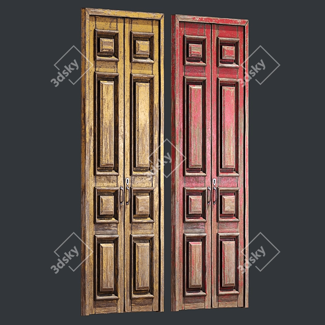 Vintage Old Door 3D Model 3D model image 12