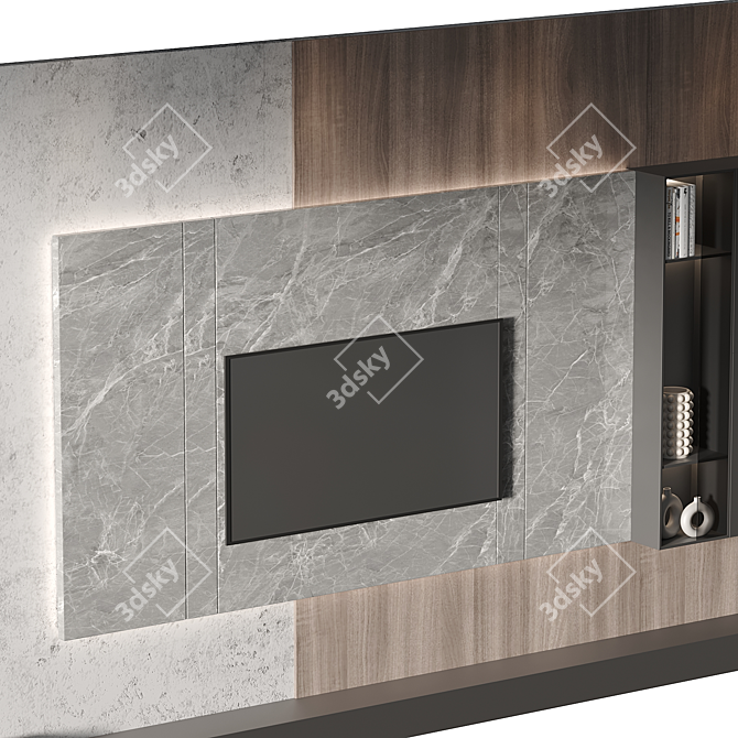 Modern TV Wall Set 2014 3D model image 7