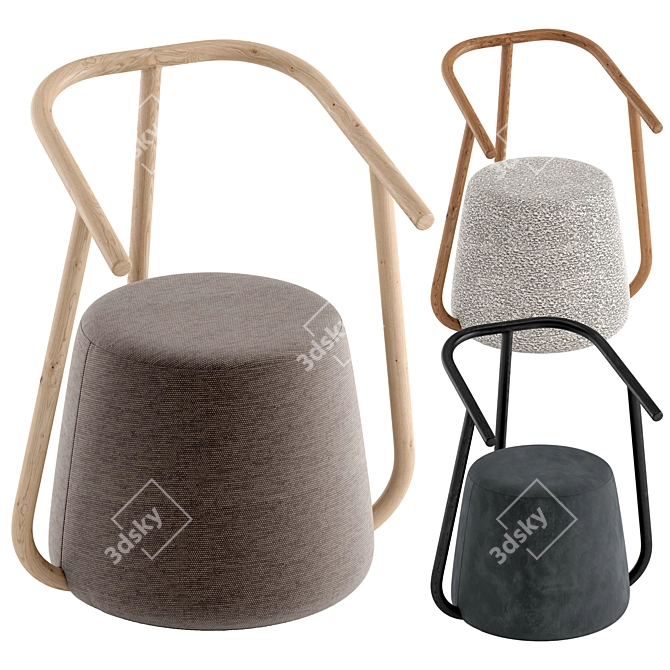 Amactare Berlin Pouf: Stylish Seating 3D model image 3