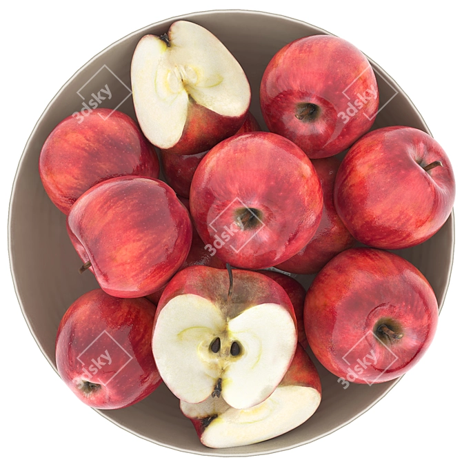 Modern White Bowl Apples Rendered 3D model image 5