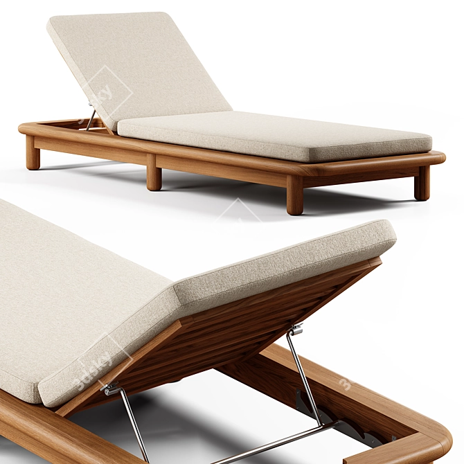 Seamless Textured 3D Sun Lounger 3D model image 1