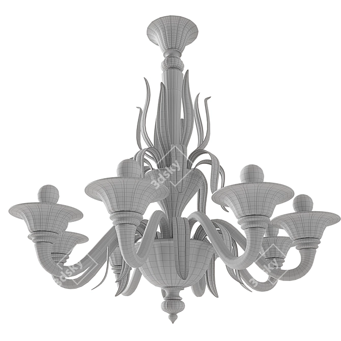 Elegant Murano Glass 8-Light Chandelier 3D model image 5