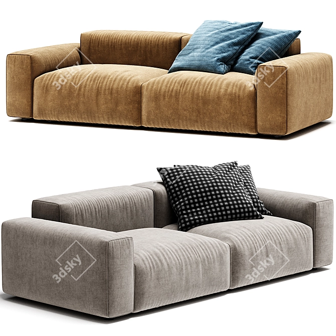 Modern 2 Seater Sofa Elegance 3D model image 2