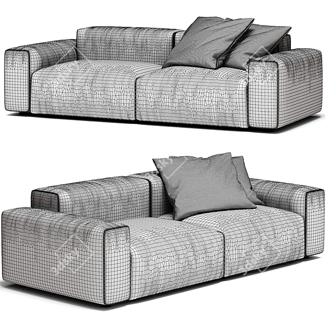 Modern 2 Seater Sofa Elegance 3D model image 5