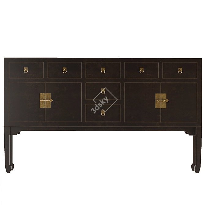 Sleek Modern Lacquer Sideboard 3D model image 2