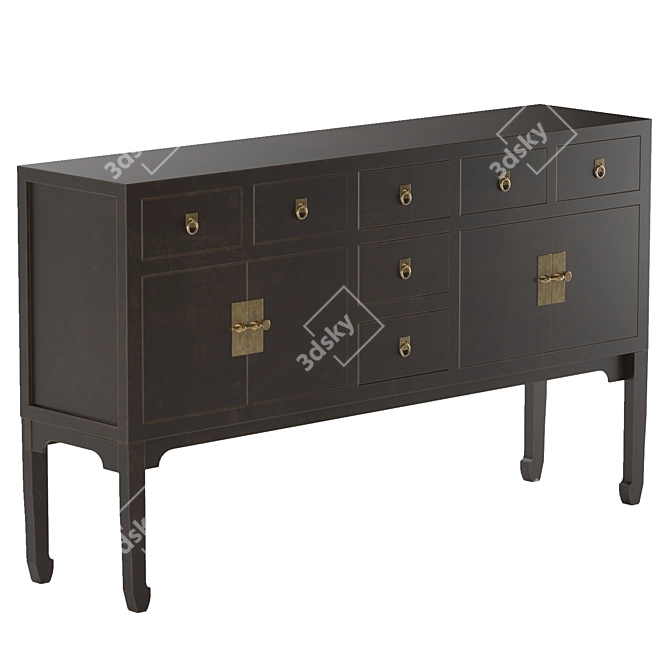 Sleek Modern Lacquer Sideboard 3D model image 4