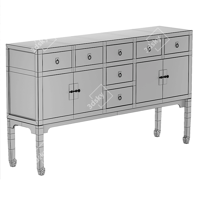 Sleek Modern Lacquer Sideboard 3D model image 6