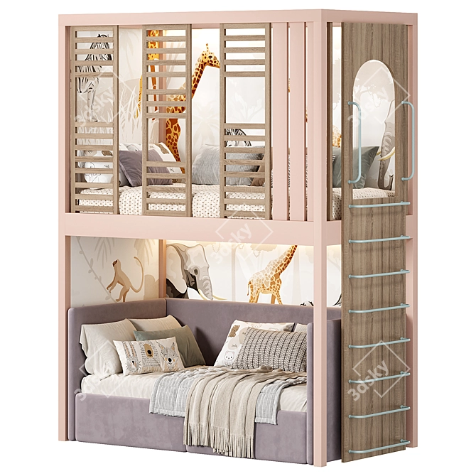  Kid's Bunk Bed Set 3D model image 3