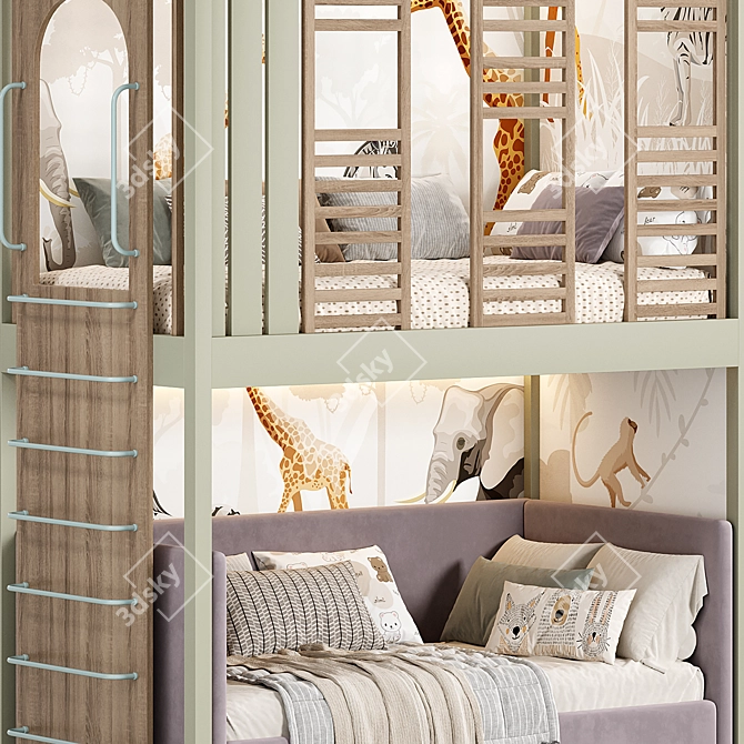  Kid's Bunk Bed Set 3D model image 5