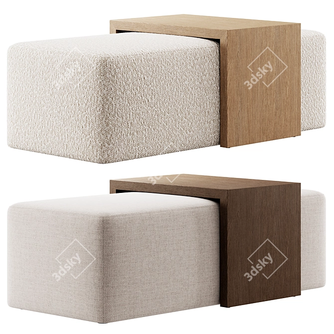 Boucle Noelle Ottoman Furniture Model 3D model image 1